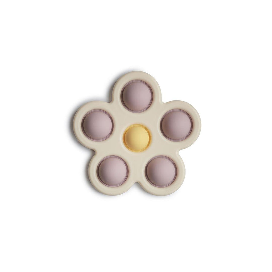 Mushie Flower Press Toy - Soft Lilac/Pale Daffodil/Ivory-Baby Sensory- | Natural Baby Shower