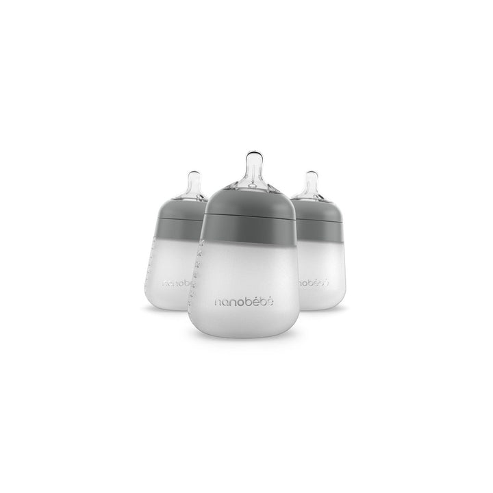 Nanobebe Flexy Silicone Bottles - Grey - 3 Pack (270ml)-Baby Bottles- | Natural Baby Shower