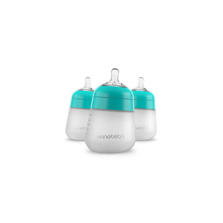 Nanobebe Flexy Silicone Bottles - Teal - 3 Pack (270ml)-Baby Bottles- | Natural Baby Shower
