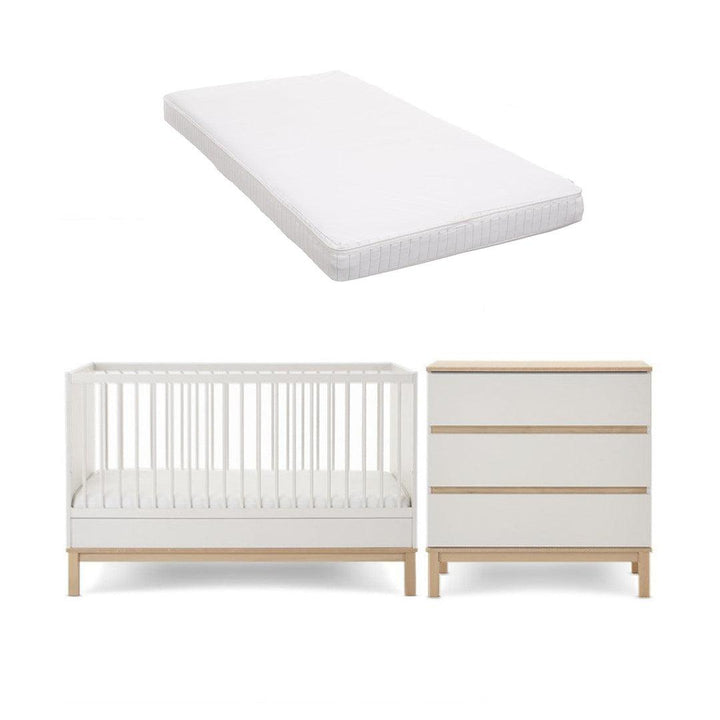 Obaby Astrid 2 Piece Room Set - White-Nursery Sets-White-Moisture Management Mattress | Natural Baby Shower