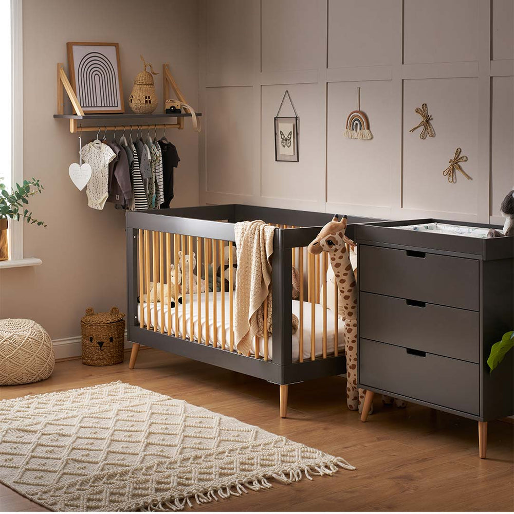 Obaby Maya 2 Piece Room Set - Slate + Natural-Nursery Sets-No Mattress- | Natural Baby Shower