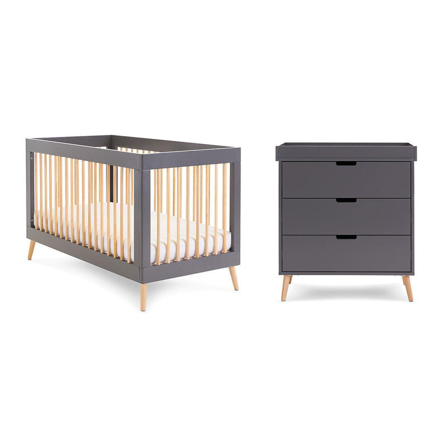 Obaby Maya 2 Piece Room Set - Slate + Natural-Nursery Sets-No Mattress- | Natural Baby Shower