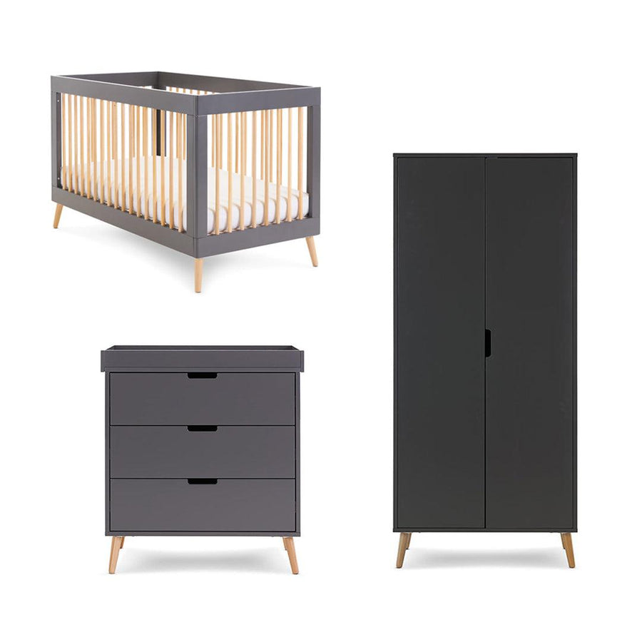 Obaby Maya 3 Piece Room Set - Slate + Natural-Nursery Sets-No Mattress- | Natural Baby Shower