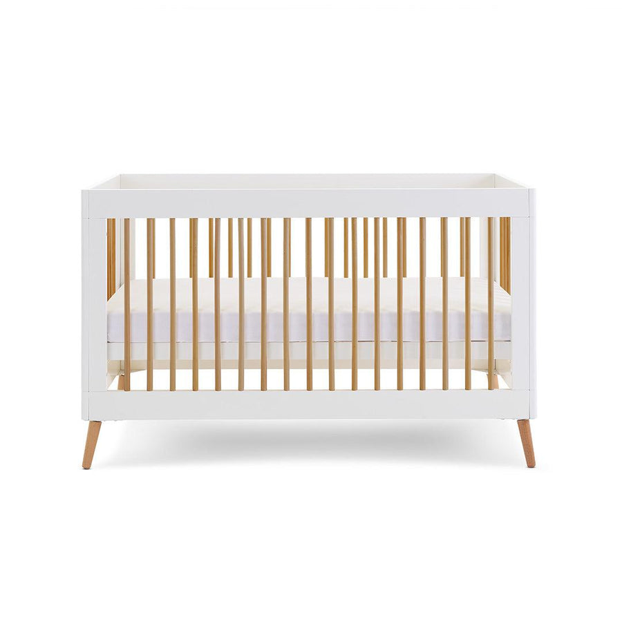 Obaby Maya Cot Bed - White + Natural-Cot Beds-No Mattress- | Natural Baby Shower