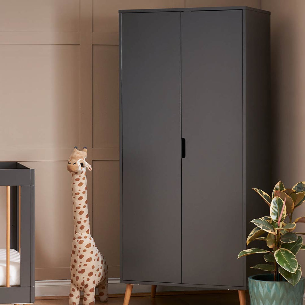 Obaby Maya Double Wardrobe - Slate + Natural-Wardrobes- | Natural Baby Shower
