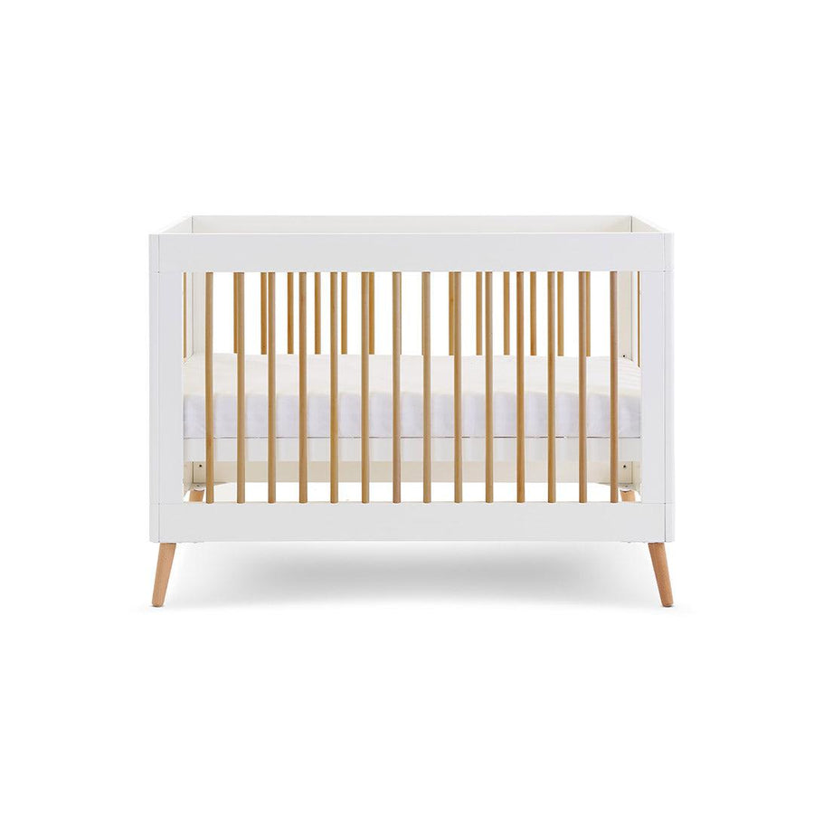 Obaby Maya Mini Cot Bed - White + Natural-Cot Beds-No Mattress- | Natural Baby Shower