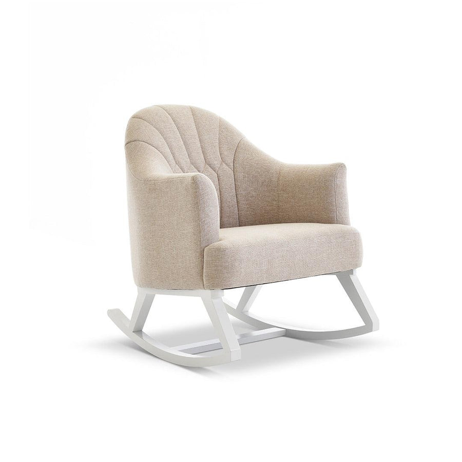 Obaby Round Back Rocking Chair - White + Oatmeal-Feeding Chairs- | Natural Baby Shower