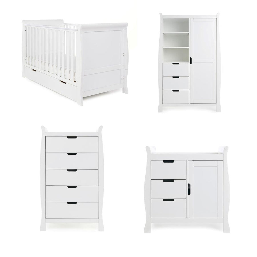 Obaby Stamford Classic 4 Piece Room Set - White-Nursery Sets- | Natural Baby Shower