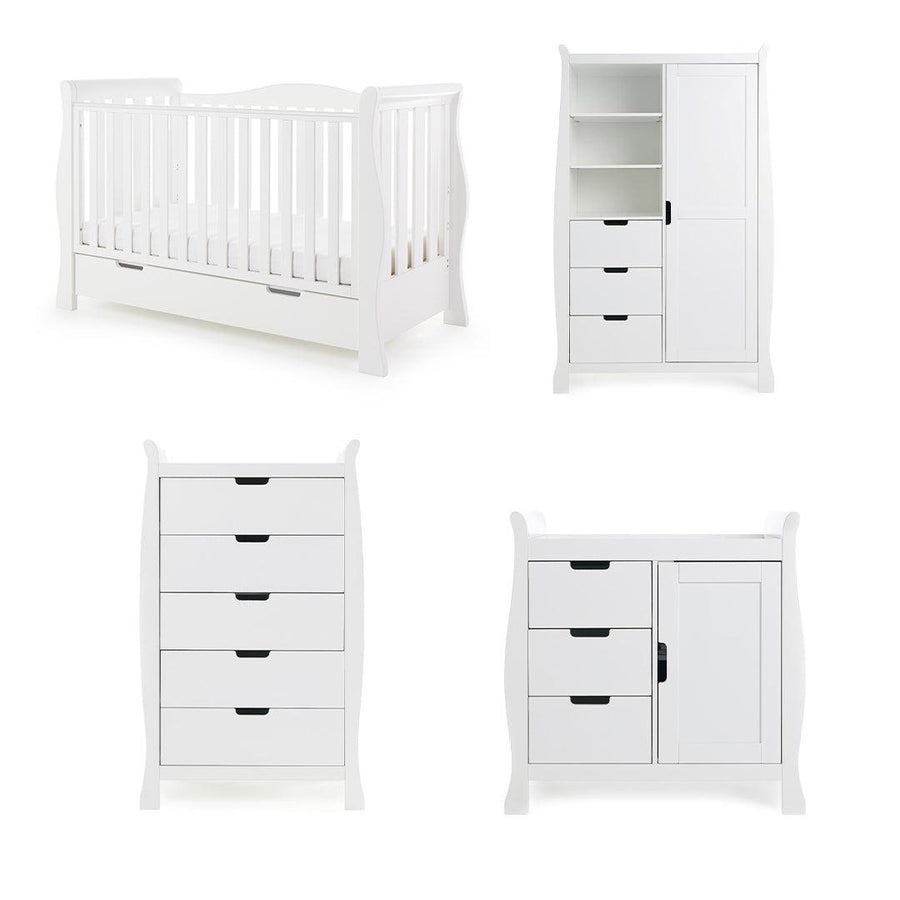 Obaby Stamford Luxe 4 Piece Room Set - White-Nursery Sets- | Natural Baby Shower