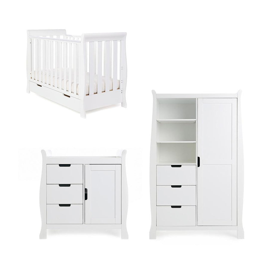 Obaby Stamford Mini 3 Piece Room Set - White-Nursery Sets- | Natural Baby Shower