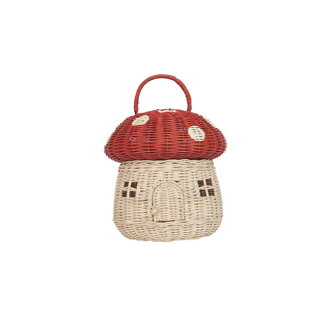 Olli Ella Rattan Mushroom Basket Red Natural Baby Shower