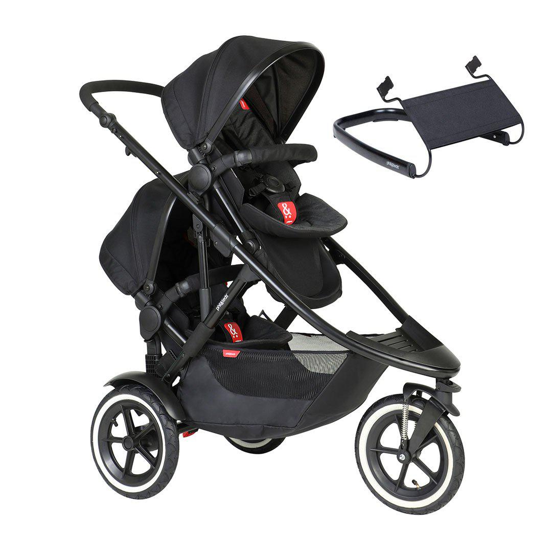 Phil & Teds Sport Verso Pushchair + Double Kit-Stroller Bundles-Black-Lazy Ted | Natural Baby Shower
