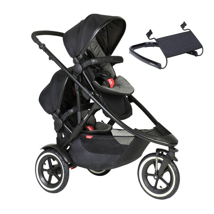 Phil & Teds Sport Verso Pushchair + Double Kit-Stroller Bundles-Charcoal-Lazy Ted | Natural Baby Shower