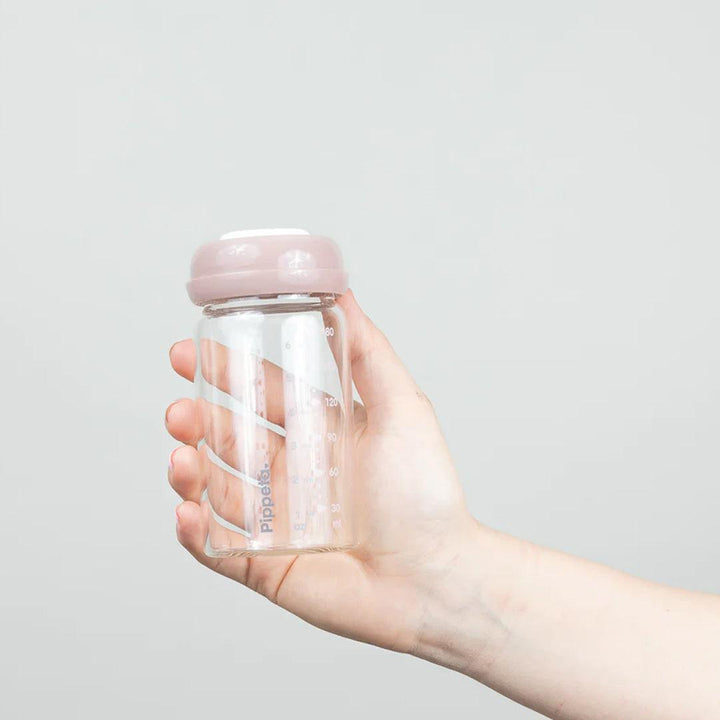 Pippeta Milk Storage Bottles - Teats + Lids - 4 Pack - Ash Rose-Baby Bottles-Ash Rose- | Natural Baby Shower