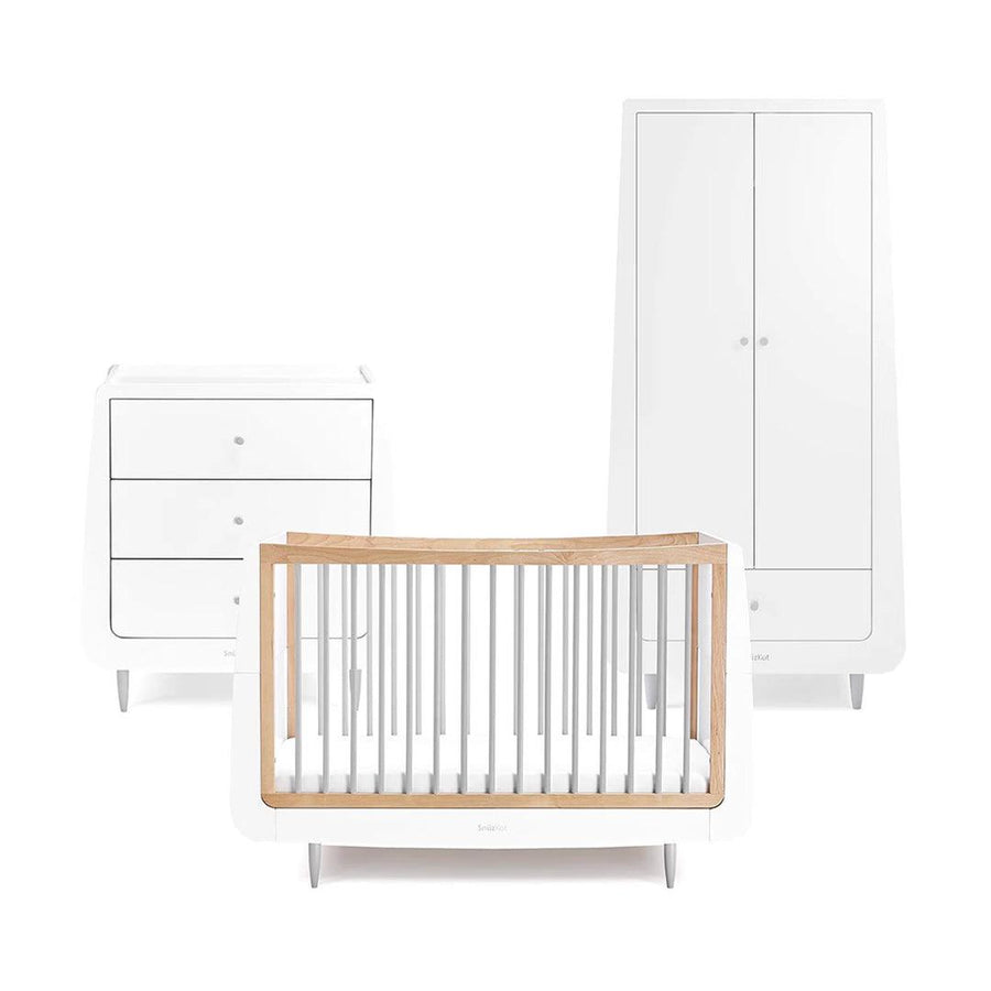 SnuzKot Skandi 3 Piece Nursery Furniture Set - Grey-Nursery Sets-Grey-No Mattress | Natural Baby Shower