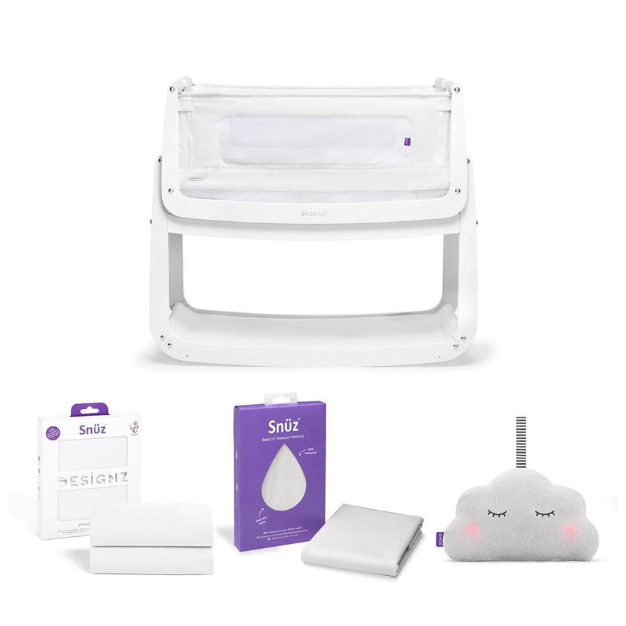 SnuzPod4 Bedside Crib Starter Bundle - White-Bedside Cribs- | Natural Baby Shower
