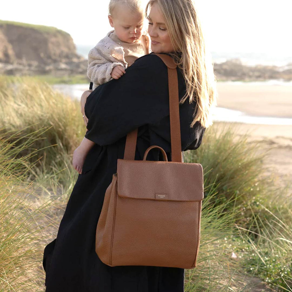 Storksak St James Leather Backpack Changing Bag - Tan-Changing Bags- | Natural Baby Shower