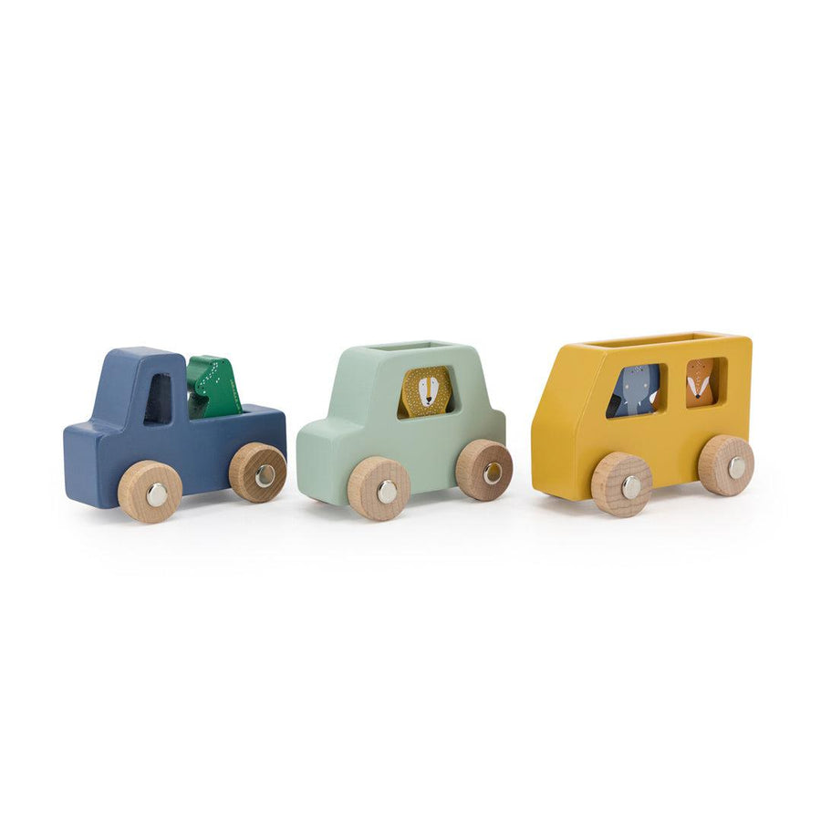 Trixie Wooden Animal Car Set-Stacking Toys- | Natural Baby Shower