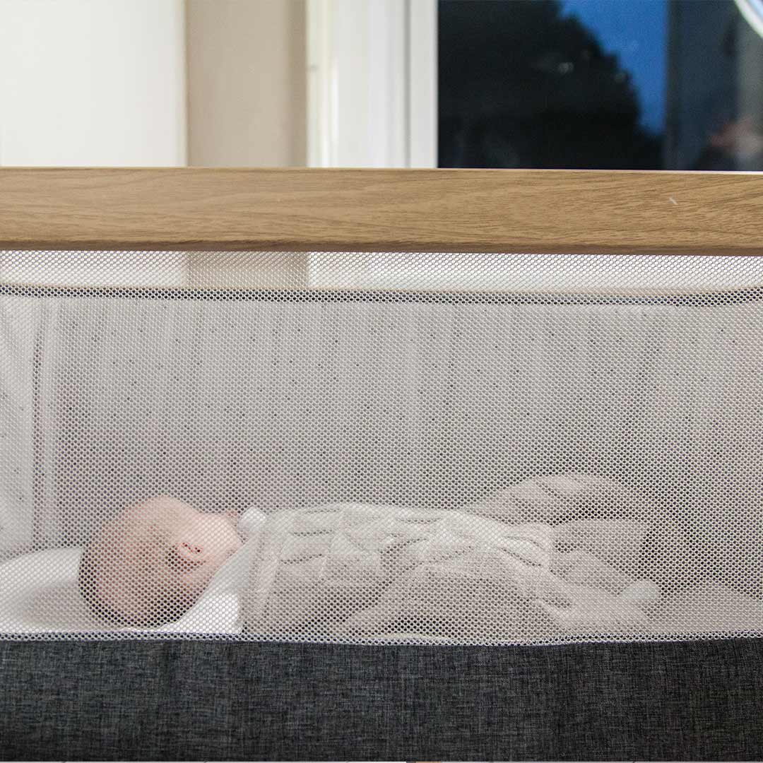 Tutti Bambini CoZee Bedside Crib - Oak and Charcoal-Bedside Cribs-Oak and Charcoal- | Natural Baby Shower
