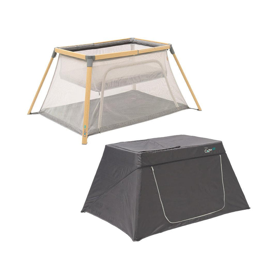 Tutti Bambini CoZee Go Day + Night Bundle - Oak/Charcoal-Travel Cots-Oak/Charcoal- | Natural Baby Shower
