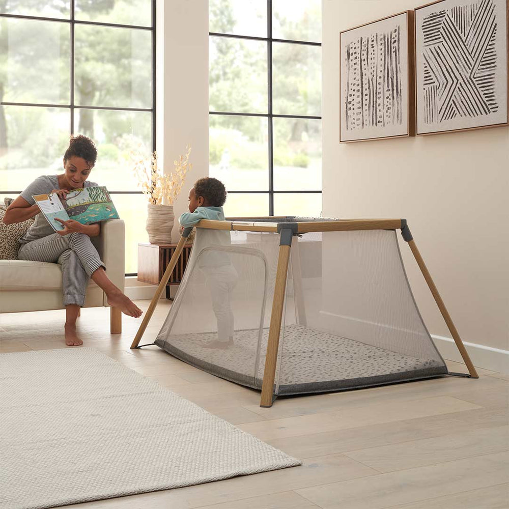 Tutti Bambini CoZee Go - Oak / Charcoal-Travel Cots-Oak / Charcoal- | Natural Baby Shower