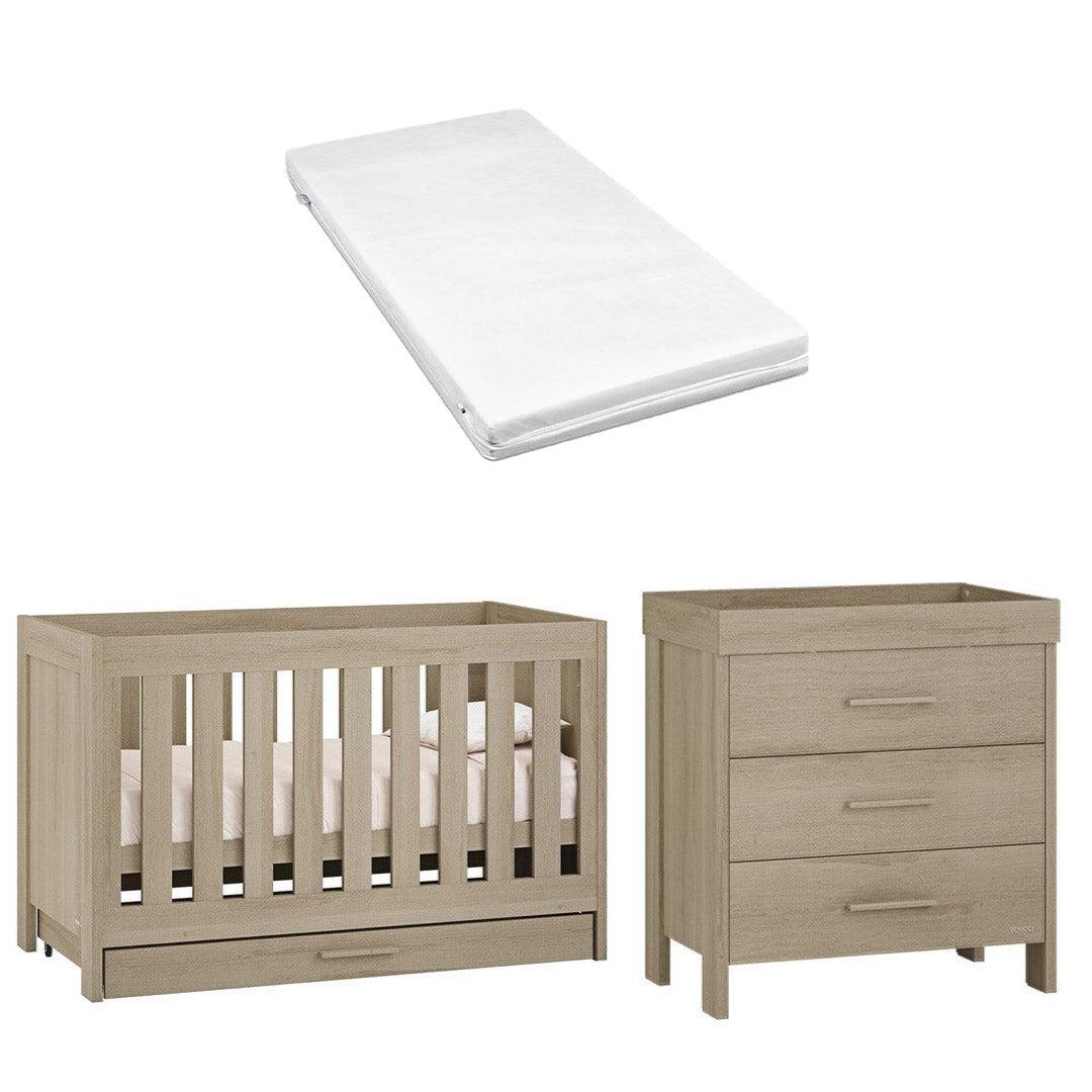 Venicci Forenzo Cot Bed + Chest - Honey Oak-Nursery Sets-Venicci Eco Fibre Mattress- | Natural Baby Shower