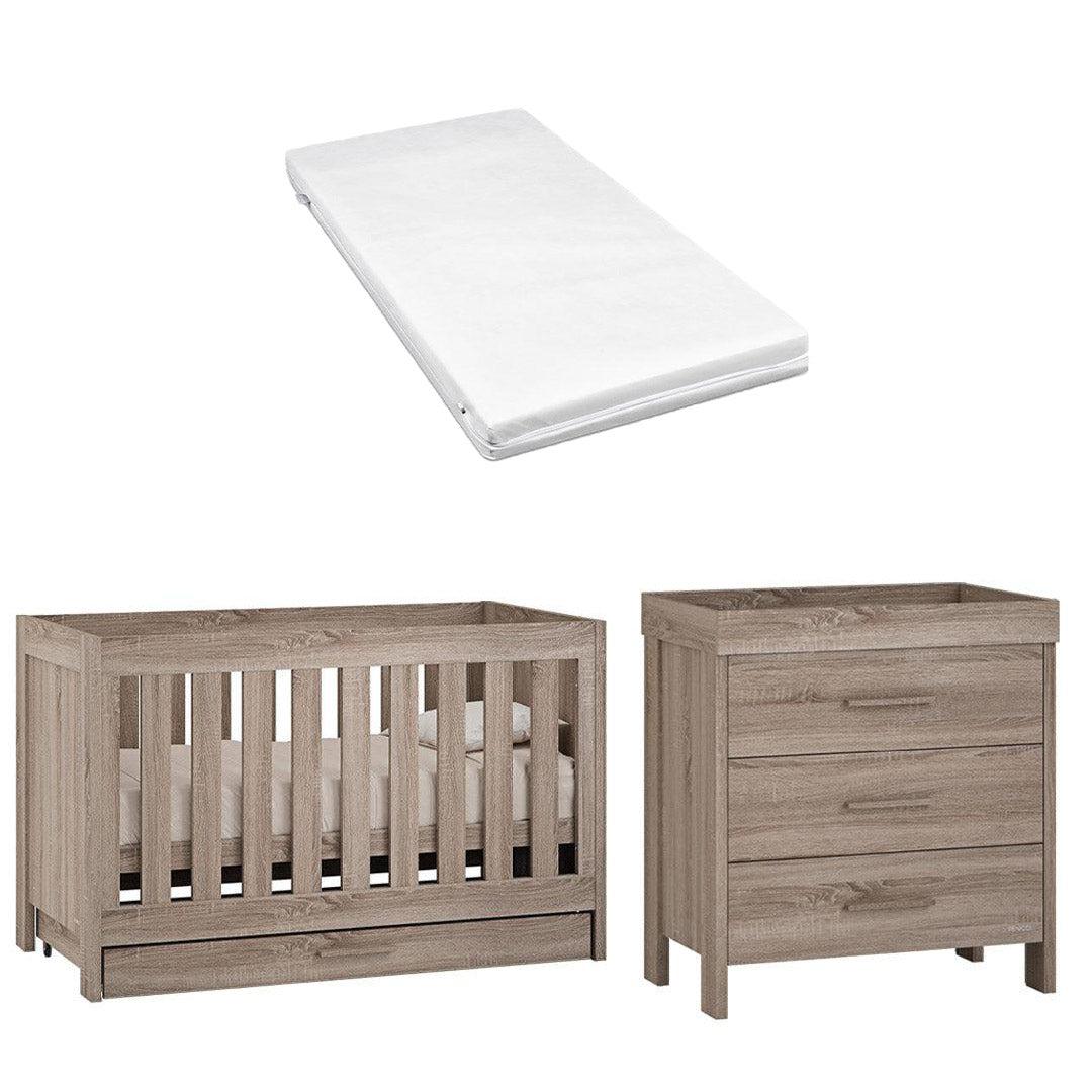 Venicci Forenzo Cot Bed + Chest - Truffle Oak-Nursery Sets-Venicci Eco Fibre Mattress- | Natural Baby Shower