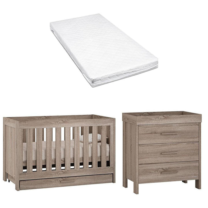 Venicci Forenzo Cot Bed + Chest - Truffle Oak-Nursery Sets-Venicci Luxury Sprung Mattress- | Natural Baby Shower
