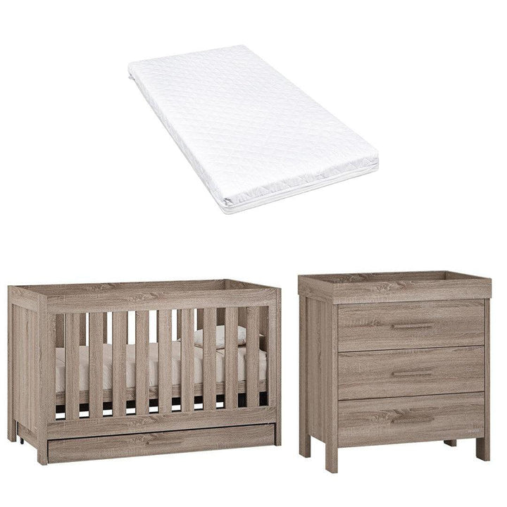 Venicci Forenzo Cot Bed + Chest - Truffle Oak-Nursery Sets-Venicci Premium Pocket Sprung Mattress- | Natural Baby Shower