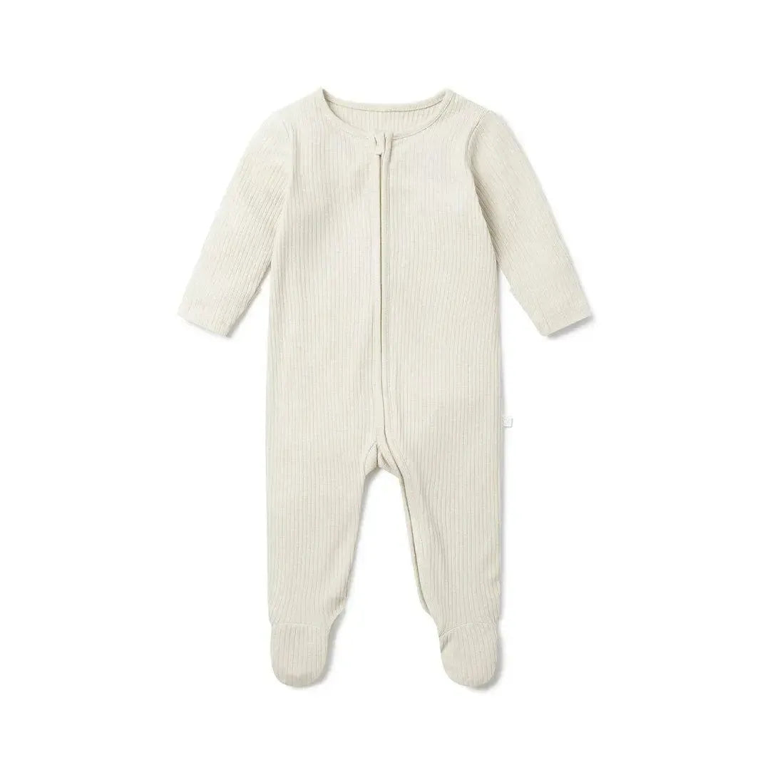 mori-ribbed-clever-zip-sleepsuit-ecru | Natural Baby Shower