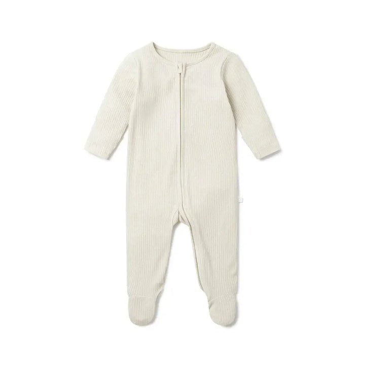 mori-ribbed-clever-zip-sleepsuit-ecru | Natural Baby Shower