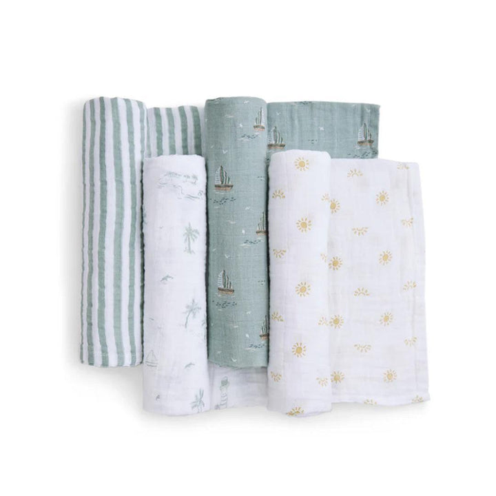 aden + anais Organic Cotton Swaddles - 4 Pack - Sailing Seas-Swaddling Wraps-Sailing Seas- | Natural Baby Shower