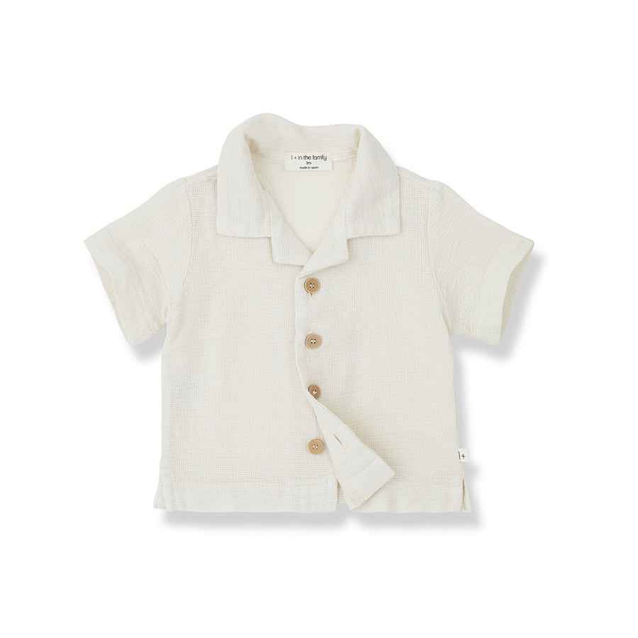 1+ in the family David Short Sleeve Shirt - Ivory-Tops- | Natural Baby Shower