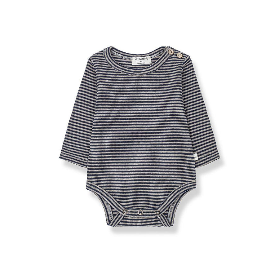 1+ in the family Andrey One-Piece Bodysuit - Navy/Taupe-Bodysuits-Navy/Taupe-3m | Natural Baby Shower