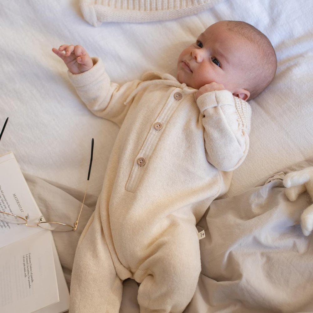 1+ in the family Gaetan Sleepsuit - Ecru-Sleepsuits-Ecru-3m | Natural Baby Shower