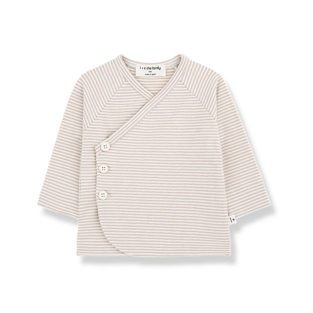1+ In The Family Idara Long Sleeve Newborn Shirt - Beige-Tops-Beige-3m | Natural Baby Shower