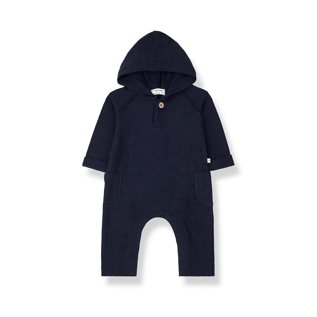 1+ in the family Leonard Hooded Onesie - Navy-Bodysuits-Navy-3m | Natural Baby Shower