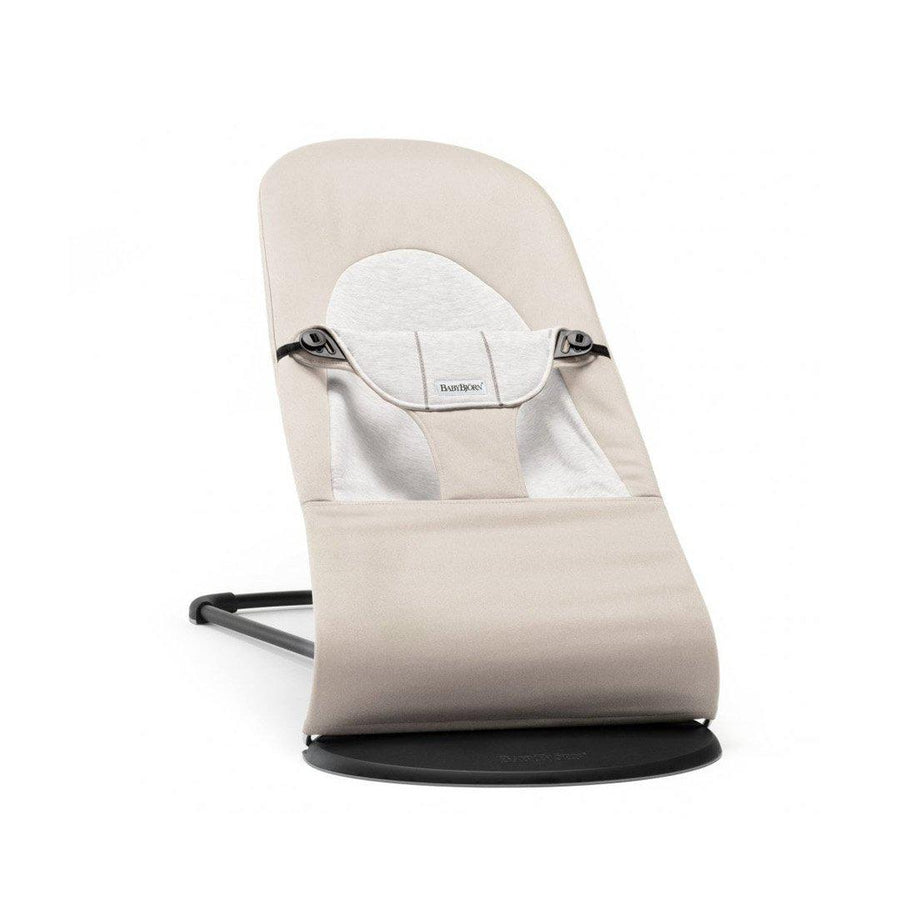 BabyBjorn Balance Soft Cotton/Jersey Baby Bouncer - Black Frame - Beige/Grey-Baby Bouncers- | Natural Baby Shower