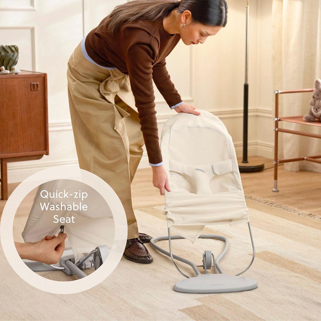 BabyBjörn Begin Baby Bouncer Airy Mesh - Cream-Baby Bouncers-Without Toy Bar- | Natural Baby Shower
