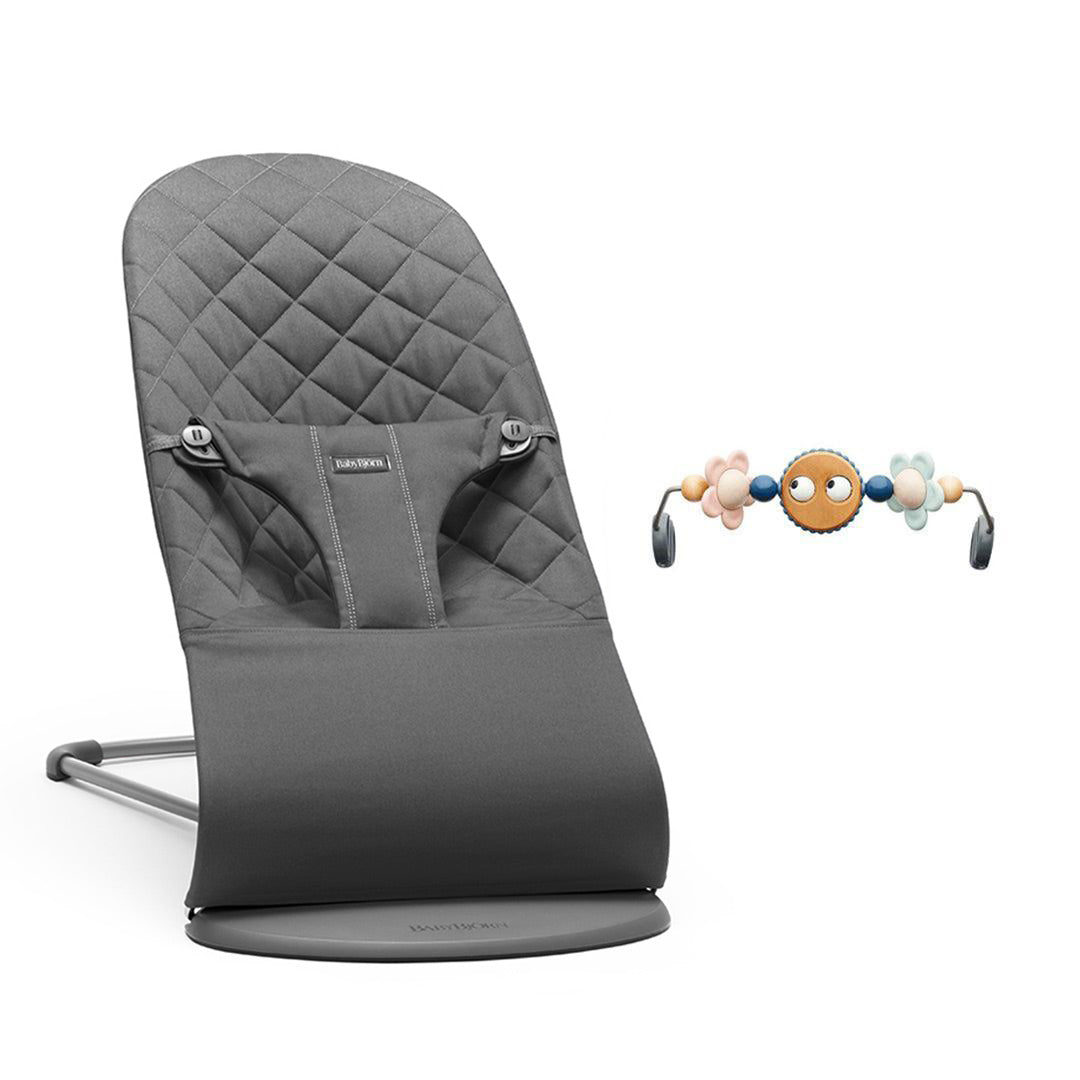 BabyBjorn Bouncer Bliss - Woven - Anthracite-Baby Bouncers-Googly Eyes Pastel- | Natural Baby Shower