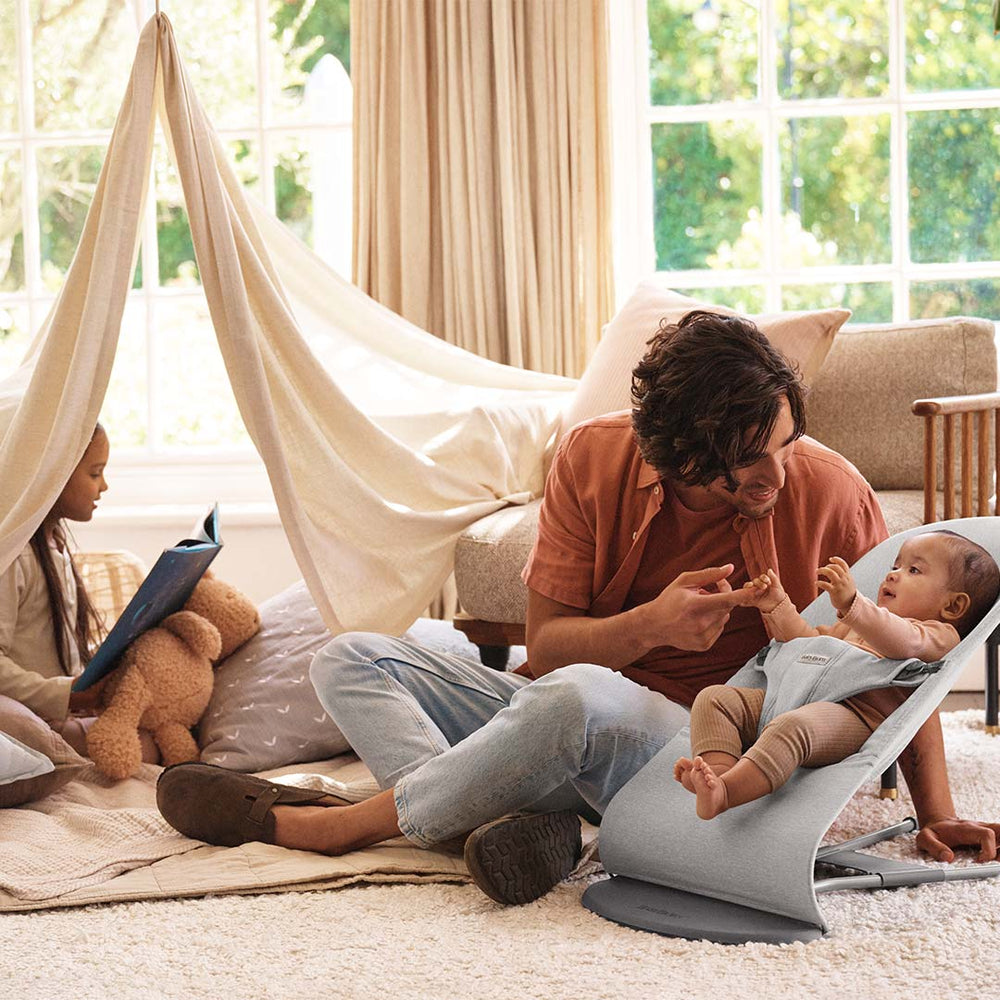 BabyBjörn Bouncer Bliss Woven Mélange - Light Grey-Baby Bouncers-No Bouncer Toy- | Natural Baby Shower