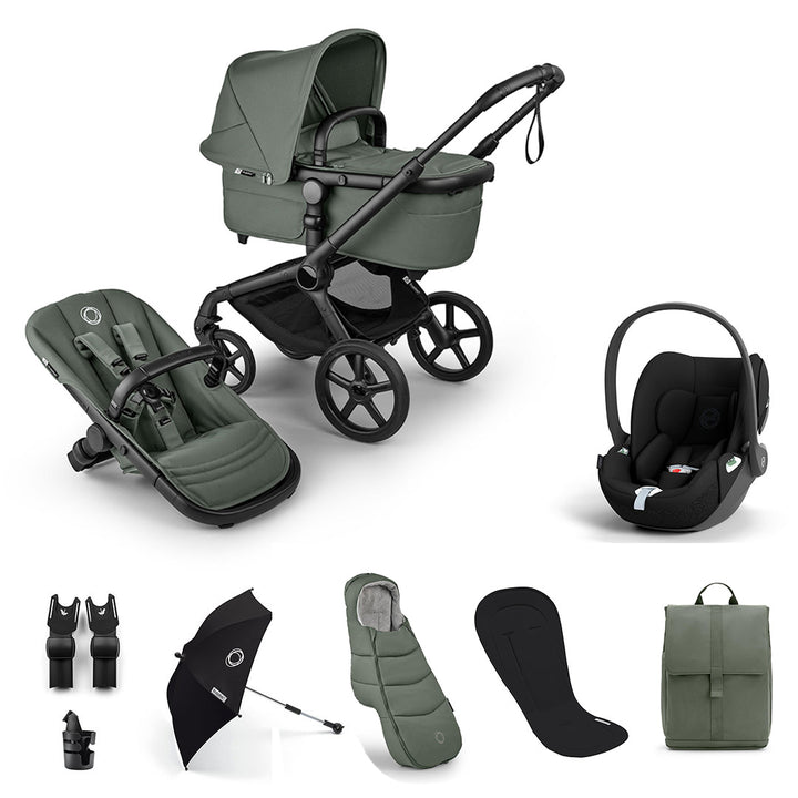 Bugaboo Fox 5 Renew Ultimate + Cloud T Travel System-Travel Systems-Forest Green-No Base | Natural Baby Shower