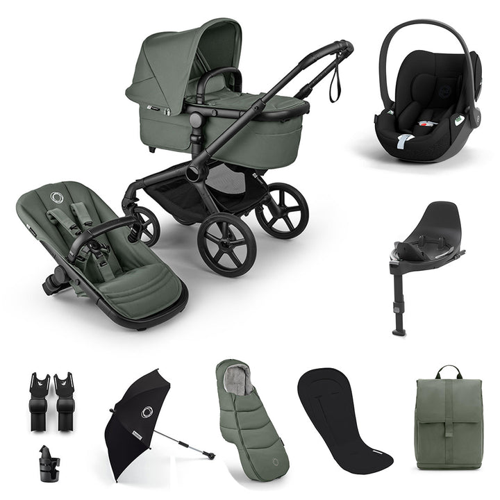 Bugaboo Fox 5 Renew Ultimate + Cloud T Travel System-Travel Systems-Forest Green-With Base | Natural Baby Shower
