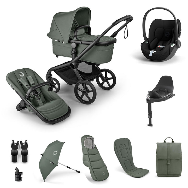 Bugaboo Fox 5 Renew Ultimate + Cloud T Travel System-Travel Systems-Forest Green-With Base | Natural Baby Shower