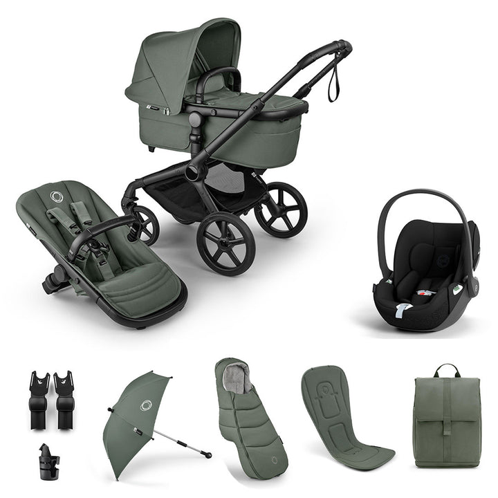 Bugaboo Fox 5 Renew Ultimate + Cloud T Travel System-Travel Systems-Forest Green-No Base | Natural Baby Shower