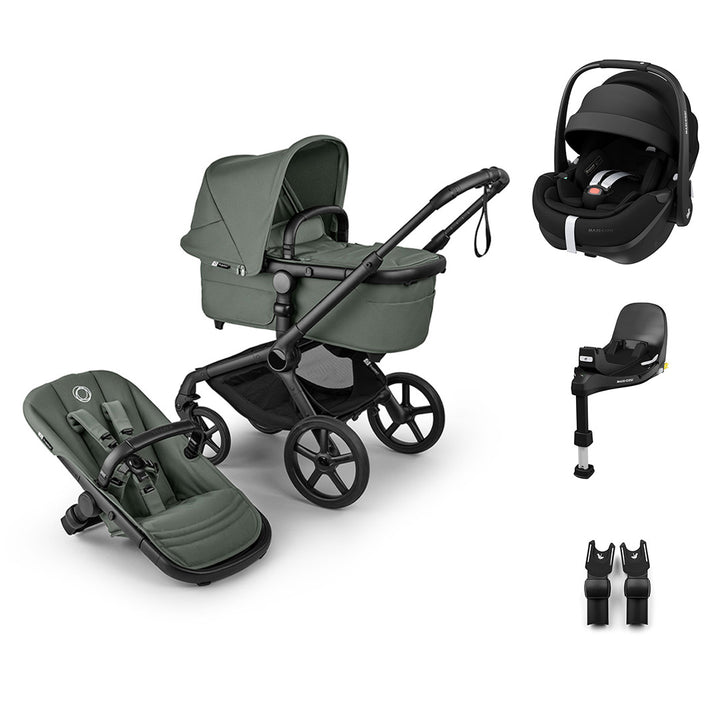 Bugaboo Fox 5 Renew + Pebble Pro 2 Travel System-Travel Systems-Forest Green-With Base | Natural Baby Shower