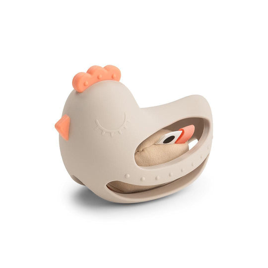 Done by Deer Grip and Teether Toy with Rattle Clucky - Beige-Teethers-Beige- | Natural Baby Shower