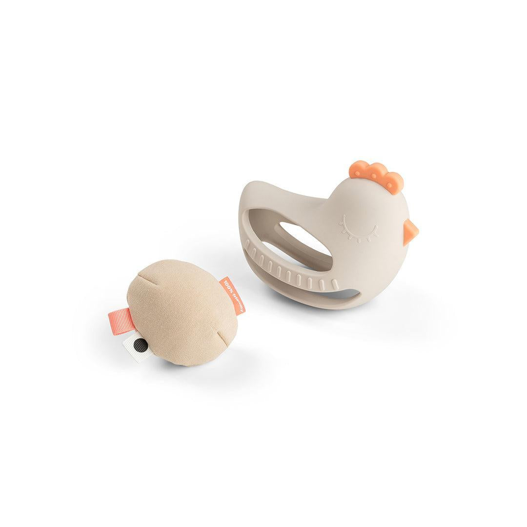 Done by Deer Grip and Teether Toy with Rattle Clucky - Beige-Teethers-Beige- | Natural Baby Shower