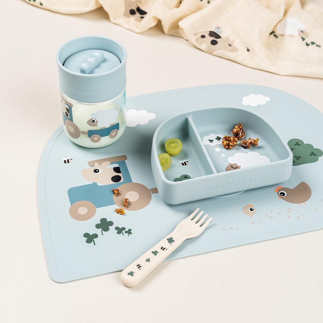 Done by Deer Learning 360 Cup - Tiny Farm Blue-Cups-Tiny Farm Blue-260ml | Natural Baby Shower
