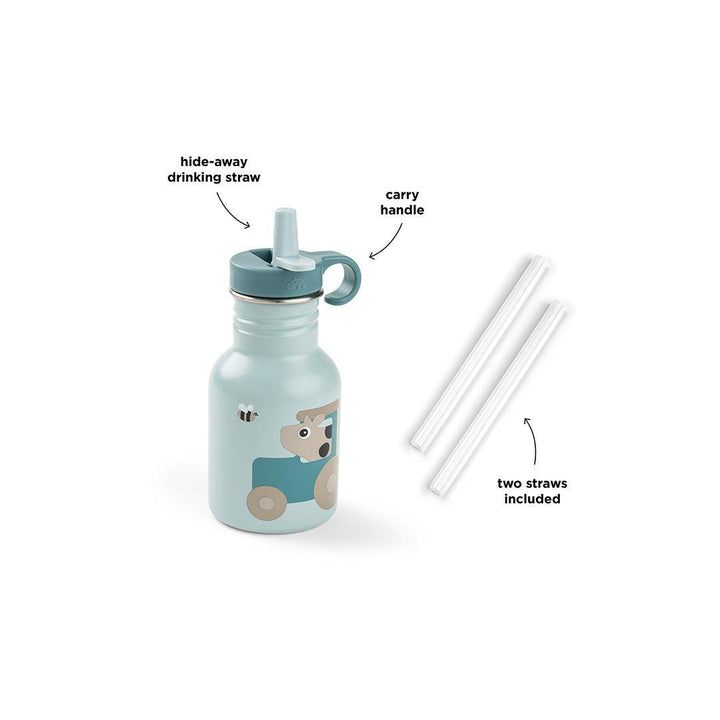 Done by Deer Metal Bottle - Tiny Farm Blue-Drinking Bottles-Tiny Farm Blue-350ml | Natural Baby Shower